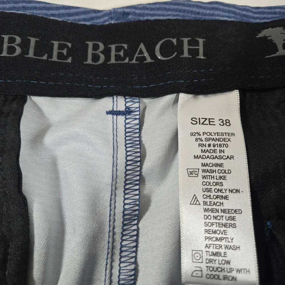 Pebble Beach Men's Blue Shorts Flat Front Vacation Resortwear Golf Travel